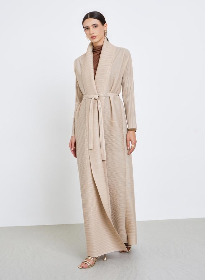 Take Two Solid Textured Pleated Long Sleeve Abaya - Image 2