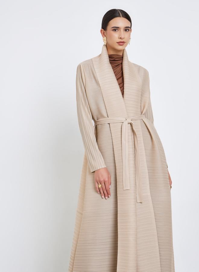 Take Two Solid Textured Pleated Long Sleeve Abaya - Image 3
