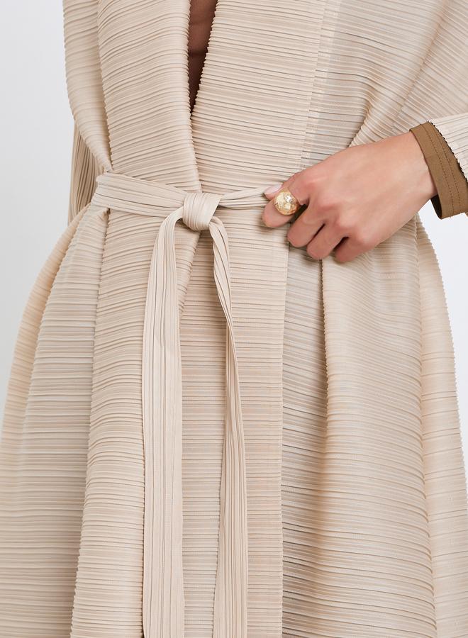 Take Two Solid Textured Pleated Long Sleeve Abaya - Image 4