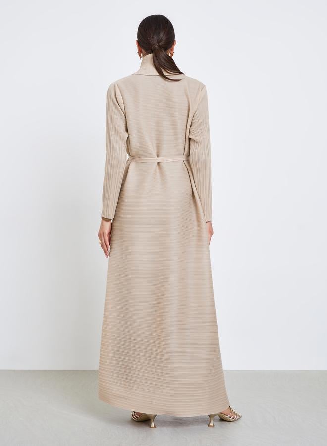 Take Two Solid Textured Pleated Long Sleeve Abaya - Image 5
