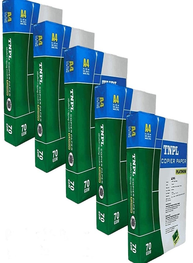 TNPL A4 Size Sheet 70 GSM Blank White Copier Printer Xerox Paper - Pack of 5 Reams (5 x 500 Sheets) - Image 1