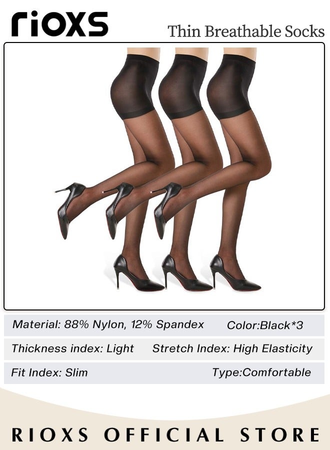 RIOXS 3 Pairs Women's Sheer Tights 20D Control Top Pantyhose With Reinforced Toes Light Support Legs Flat Seams Invisible Toe Stockings For Women Ladies  - Image 5