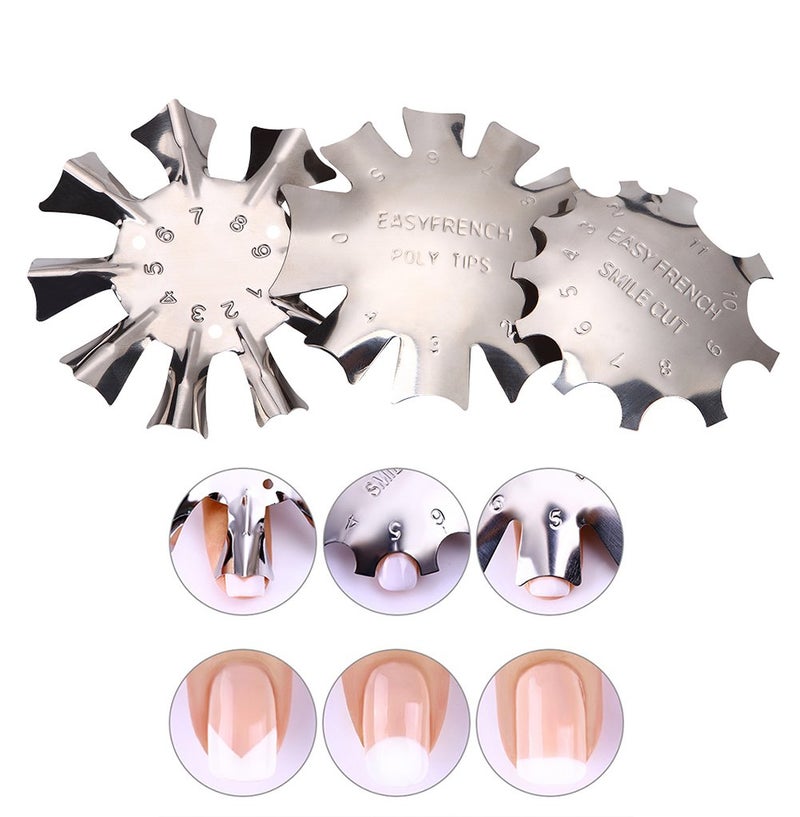 WOKOTO 3pcs Easy French Smile Line Gel Cutter Tool Staniless Steel CShape Manicure Edge Trimmer Diy Plate Module 3 Patterns