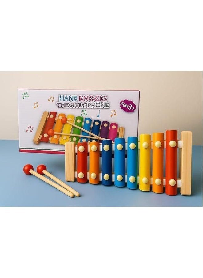Wooden Xylophone for Kids – 8 Color-Coded Musical Notes with 2 Wooden Mallets – Montessori Educational Instrument for Toddlers – Safe Non-Toxic Wooden Frame – Screen-Free Creative Fun – Perfect Musical Gift for Ages 3+ Preschool and Early Learning - Image 1