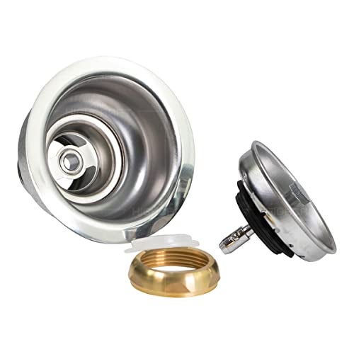 Everflow Highcraft 9754 Kitchen Sink (3-1/2 Inch) Stainless Steel Drain Assembly With Strainer Basket and Snaplock Stopper Long Extended Shank (3-3/4 Inch) - Image 2