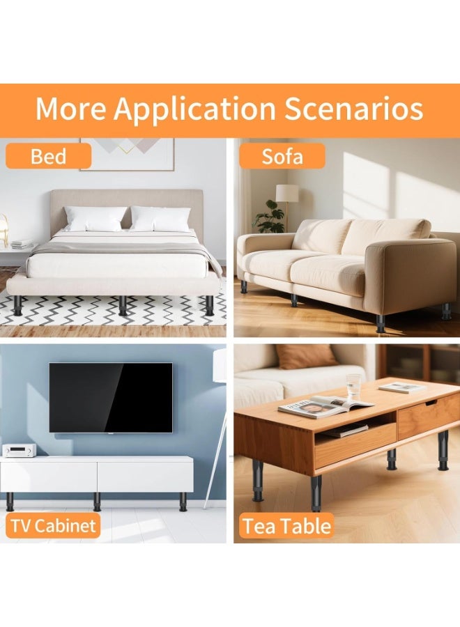8 Pack Adjustable Furniture Support Legs, for Bed Frame, Sofa, Cabinet Heavy-Duty Threaded Design, Height-Adjustable (8pcs (5.1"-8.3")) - Image 5