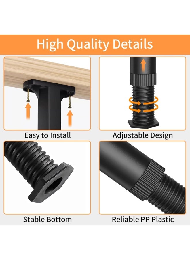 8 Pack Adjustable Furniture Support Legs, for Bed Frame, Sofa, Cabinet Heavy-Duty Threaded Design, Height-Adjustable (8pcs (5.1"-8.3")) - Image 3