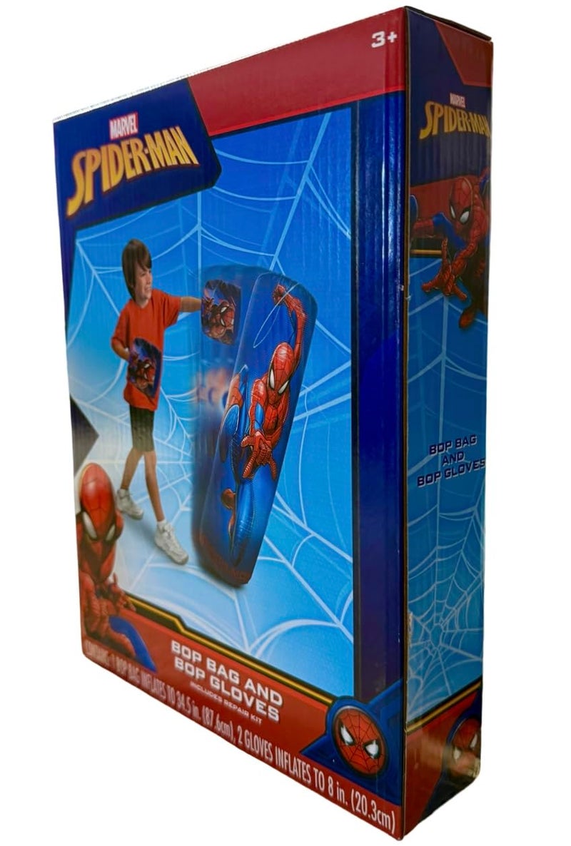 Spiderman Spider-Man Inflatable Bop Bag & Bop Gloves Set Kids Punching Bag with Gloves, Freestanding Superhero Blow Up Bouncing Boxing Bag for Exercise, Durable Heavy Duty Indoor and Outdoor - 34.5" - Image 3