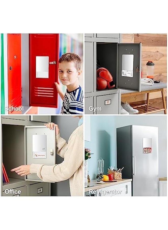 Magnetic Locker Mirror, 6.69 x 5.51 Small Real Glass Mirror with Holder Bag and Magnetic Backing for Coat Lockers School Locker Bathroom Household Refrigerator Office Cabinet -White  - Image 4