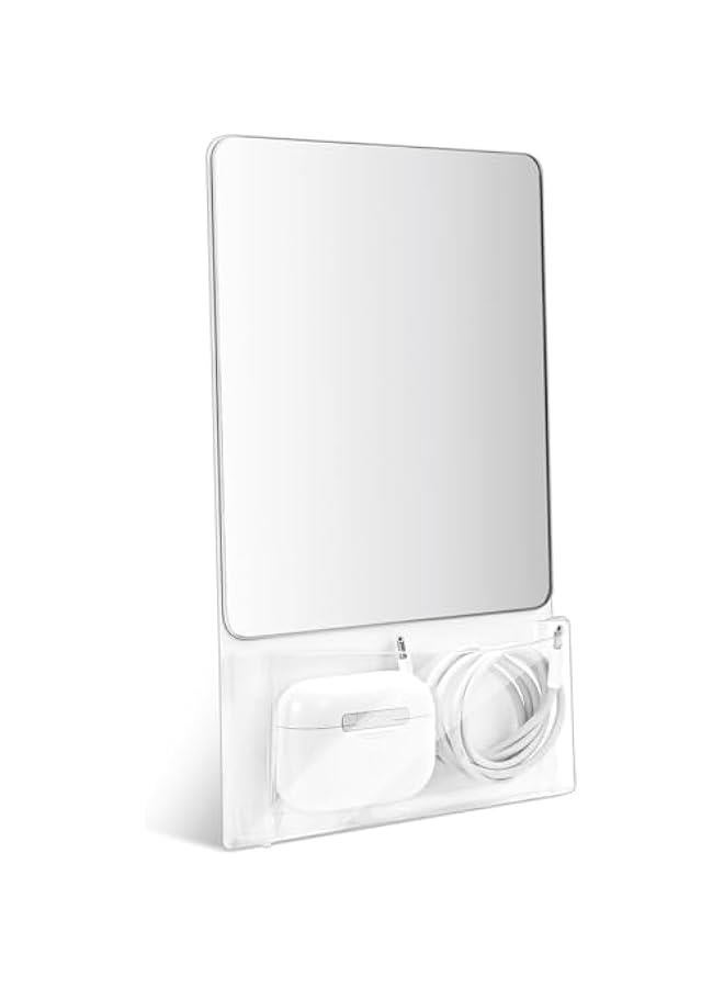 Magnetic Locker Mirror, 6.69 x 5.51 Small Real Glass Mirror with Holder Bag and Magnetic Backing for Coat Lockers School Locker Bathroom Household Refrigerator Office Cabinet -White  - Image 1