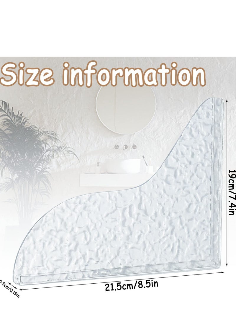 Excefore Acrylic Shower Splash Guards - 2PCS Water Ripple Self-Adhesive Bathtub Corner Splash Guard for Bathtub, Tub Splash Guards to Keep Water in Shower, Transparent Stone Pattern - Image 3
