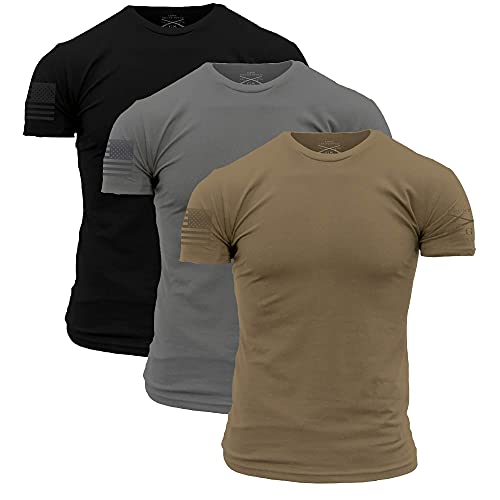 Grunt Style Ghost Basic Crew 2.0 Men's T-Shirt (3-Pack: Heavy Metal/Tan499/Black, XXLarge) - Image 1