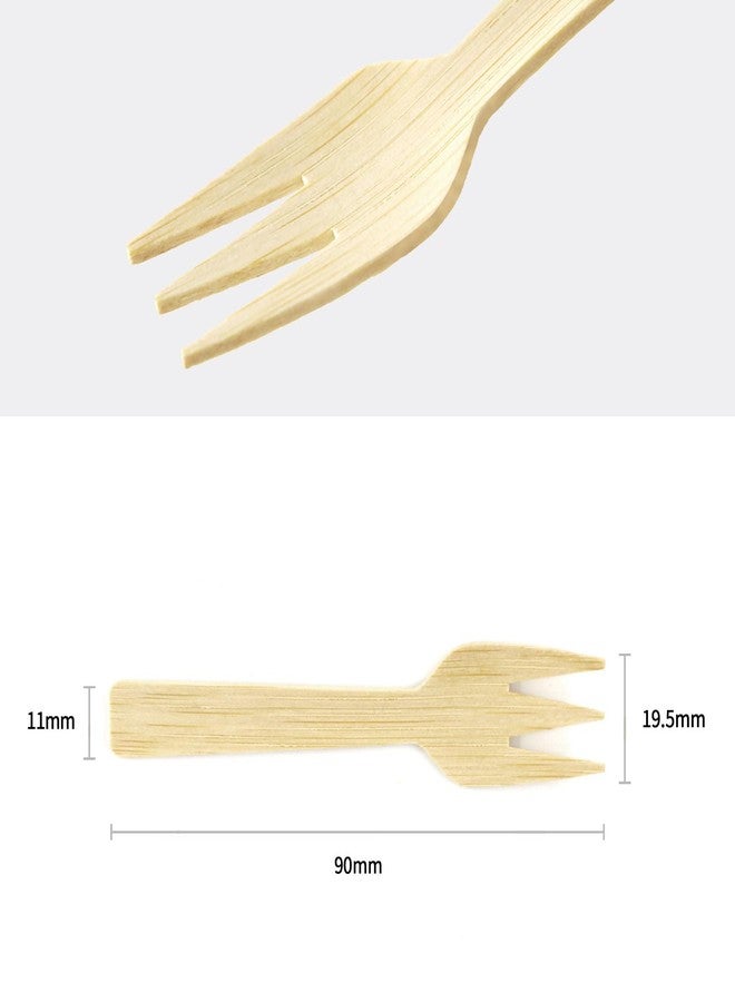 Banbu Bamboo Utensils | 200PK Mini-Bamboo Forks 3.54" Disposable Small 100% Biodegradable Compostable Cutlery Set Eco Friendly Renewable Natural - Image 2