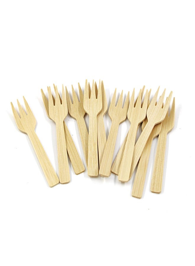 Banbu Bamboo Utensils | 200PK Mini-Bamboo Forks 3.54" Disposable Small 100% Biodegradable Compostable Cutlery Set Eco Friendly Renewable Natural - Image 1