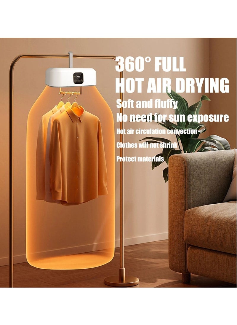 DubaiGallery Portable Laundry Dryers, 600W Mini Clothes Dryer with Dryer Bag, Compact Foldable Electric Mini Dryer with Timer, Travel, RV, Home White  - Image 1