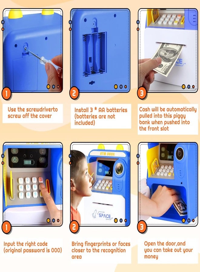 Mummy Please Kids Digital Piggy Bank with Electronic Lock,Money Safe Box wth Finger Print Sensor【Pack of 1】【Camera Blue】 - Image 4