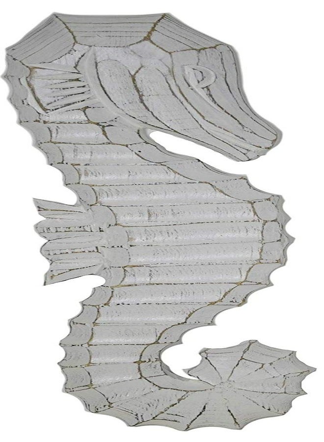 WorldBazzar SEAHORSE NAUTICAL WOOD WHITE COASTAL OCEAN WALL ART DECOR TROPICAL ISLAND