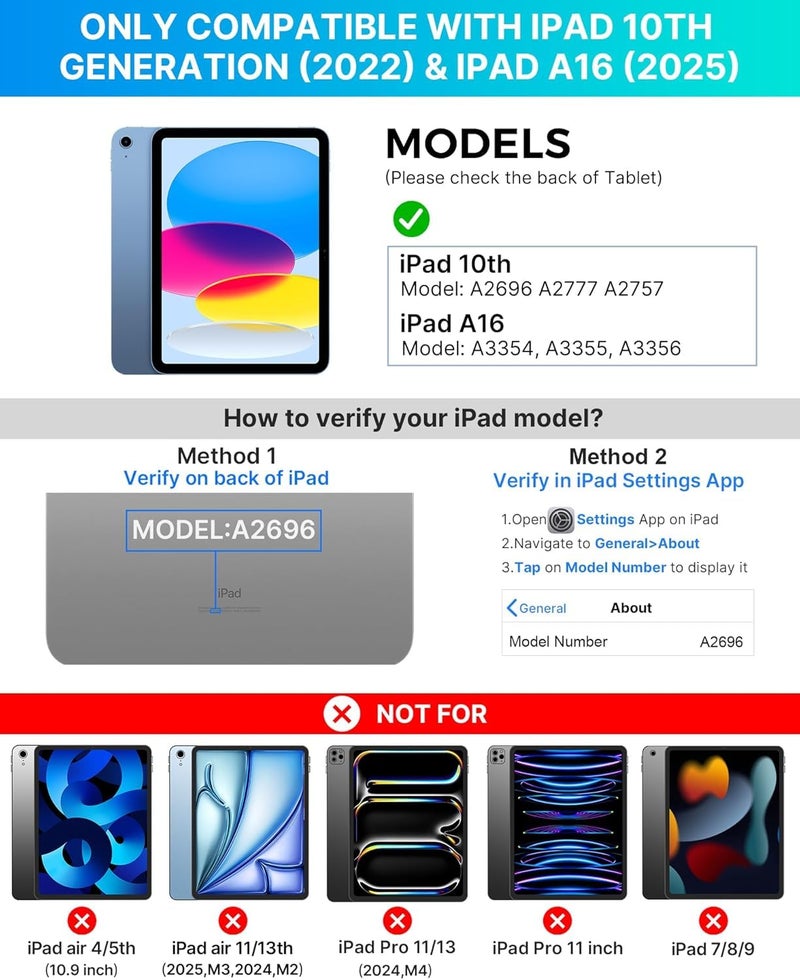typecase لوحة مفاتيح Edge Magic Style لجهاز iPad 11 (A16-2025) و iPad الجيل العاشر مع إضاءة خلفية بـ 11 لون ولوحة لمس دقيقة، حافظة بزاوية مغناطيسية عائمة (توتي 25)【غير متوافقة مع Air 11/Pro 11】 - Image 3