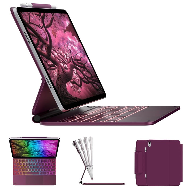 typecase لوحة مفاتيح Edge Magic Style لجهاز iPad 11 (A16-2025) و iPad الجيل العاشر مع إضاءة خلفية بـ 11 لون ولوحة لمس دقيقة، حافظة بزاوية مغناطيسية عائمة (توتي 25)【غير متوافقة مع Air 11/Pro 11】 - Image 1