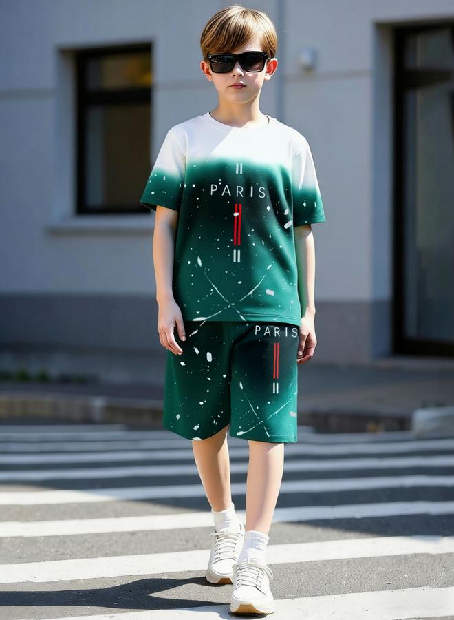 Take Two Teen Boys Graphic Print T-Shirt And Shorts Set - Image 1