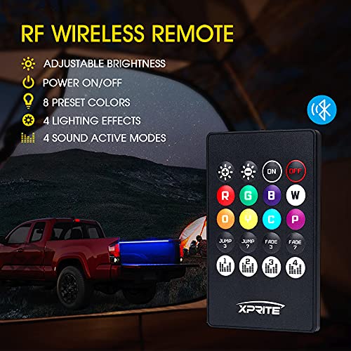 Xprite 60" RGB Truck Bed Bluetooth Lights Kit, Neon Accent Exterior Glow Rails Light Strips w/APP Control & Wireless Remote, for Cargo, Tonneau Cover, Pickup Trucks, Van, SUV, Camper RV, Boat - 3PCS - Image 3
