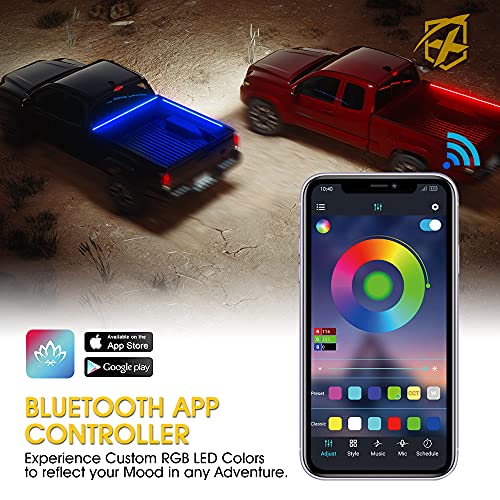 Xprite 60" RGB Truck Bed Bluetooth Lights Kit, Neon Accent Exterior Glow Rails Light Strips w/APP Control & Wireless Remote, for Cargo, Tonneau Cover, Pickup Trucks, Van, SUV, Camper RV, Boat - 3PCS - Image 4