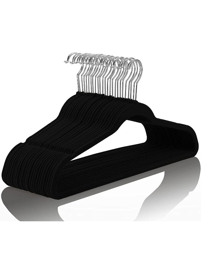 Red Dot Gift® 50-Pack Black Non-Slip Velvet Hangers 44.5cm With 360 Degree Rotatable Hook - Durable & Slim - Non Slip Hangers for Coat Hangers - Pant Hangers - Image 1