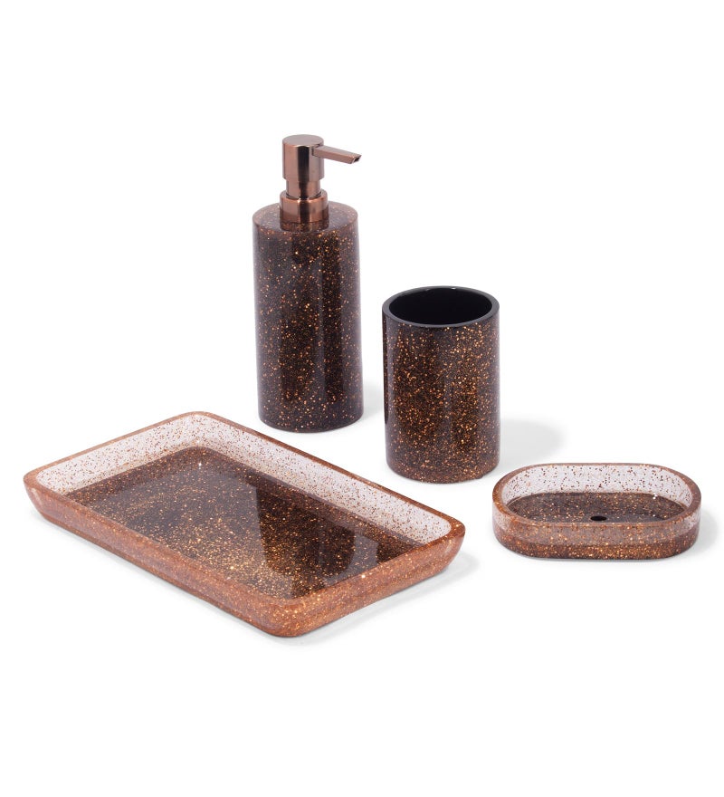 OBSESSIONS Set of 4 Pc Polyresin Bathroom Set, Copper - Image 2