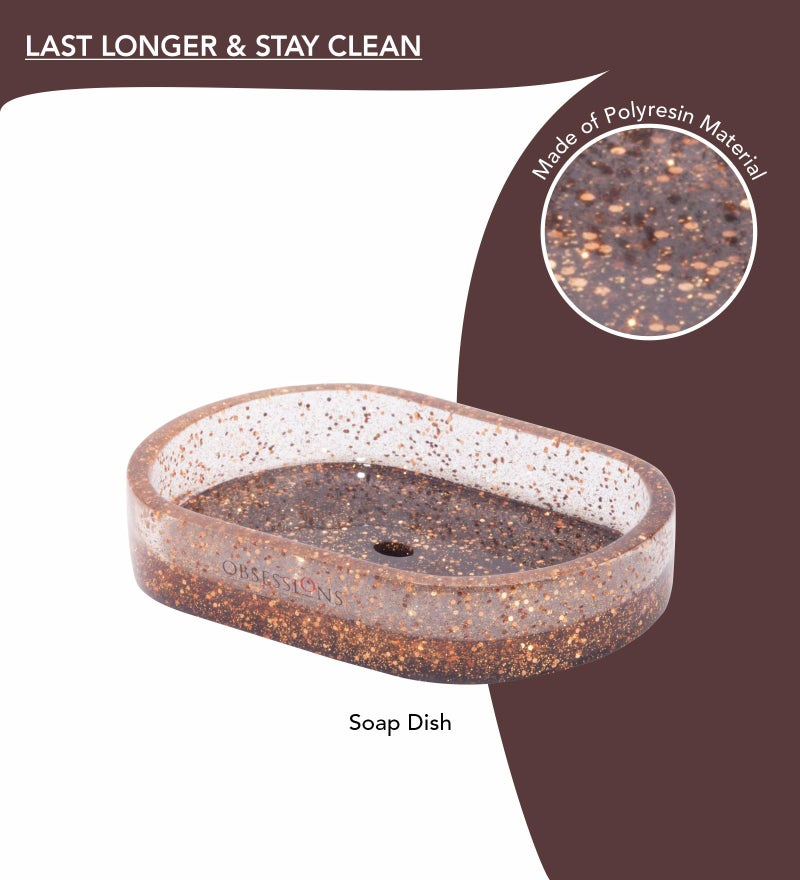 OBSESSIONS Set of 4 Pc Polyresin Bathroom Set, Copper - Image 5