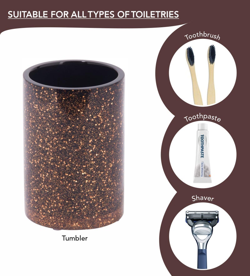 OBSESSIONS Set of 4 Pc Polyresin Bathroom Set, Copper - Image 4