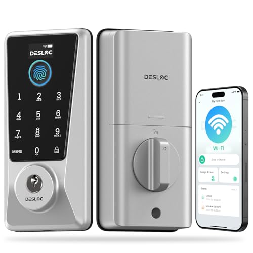 DESLOC WiFi Smart Lock D110 Plus, Built-in Wi-Fi No Hub Needed, Fingerprint Keyless Entry Front Door Lock, Touchscreen Keypad Deadbolt with Backlit, APP Control, Auto Lock, Anti-Peep PIN, BHMA Grade 3 - Image 1