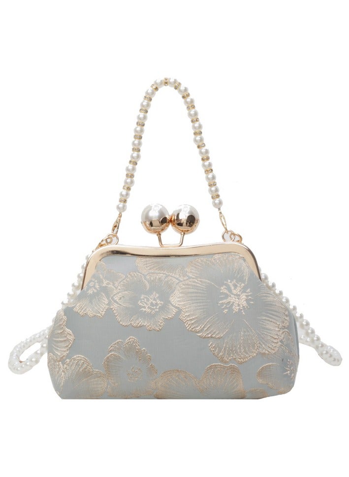 Chinese Style Embroidered Women's Bag Chinese Rretro Handbag Crossbody Bag Versatile Pearl Dinner Bag  - Image 1
