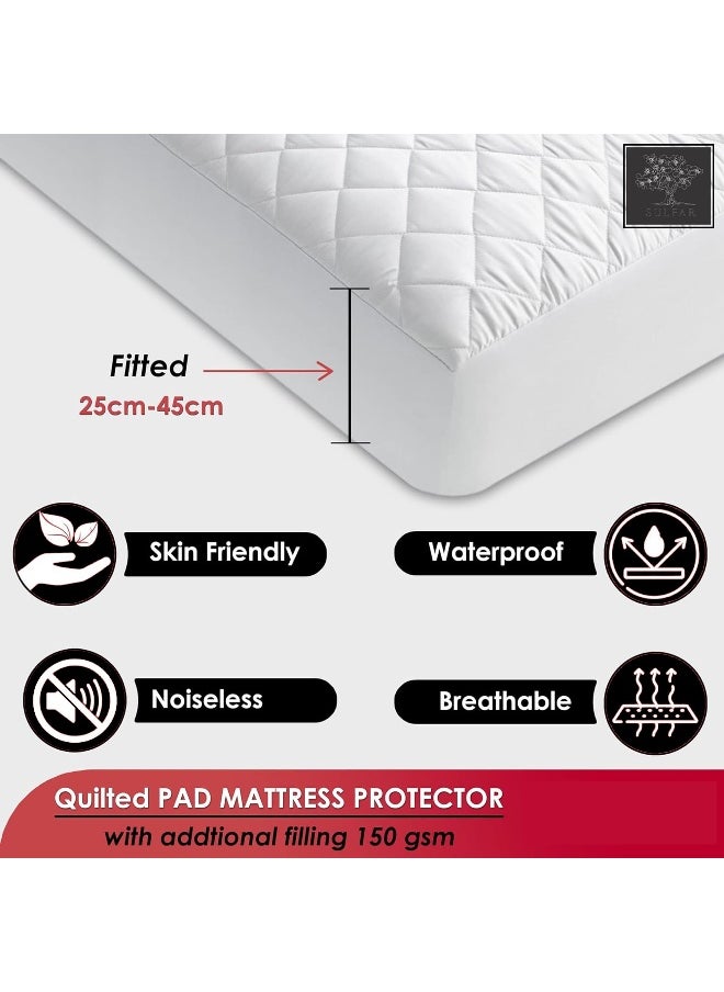 sulfar 180cm 200cm 30cmsize Quilted Pad Water Proof Fitted Mattress Protector Deep Pocket,Deep Pocket, Hypoallergenic Waterproof Hypoallergenic Waterproof breathable, Cooling King size (White)  - Image 4