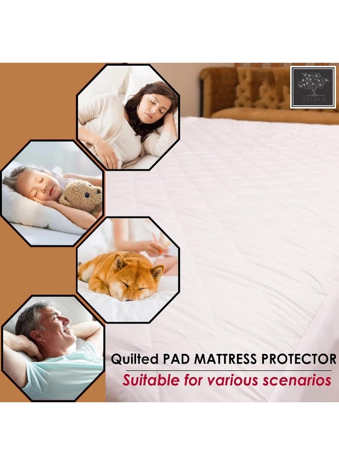 sulfar 180cm 200cm 30cmsize Quilted Pad Water Proof Fitted Mattress Protector Deep Pocket,Deep Pocket, Hypoallergenic Waterproof Hypoallergenic Waterproof breathable, Cooling King size (White)  - Image 5