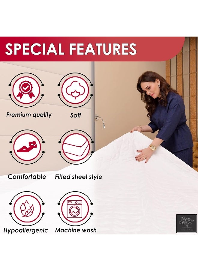 sulfar 180cm 200cm 30cmsize Quilted Pad Water Proof Fitted Mattress Protector Deep Pocket,Deep Pocket, Hypoallergenic Waterproof Hypoallergenic Waterproof breathable, Cooling King size (White)  - Image 3