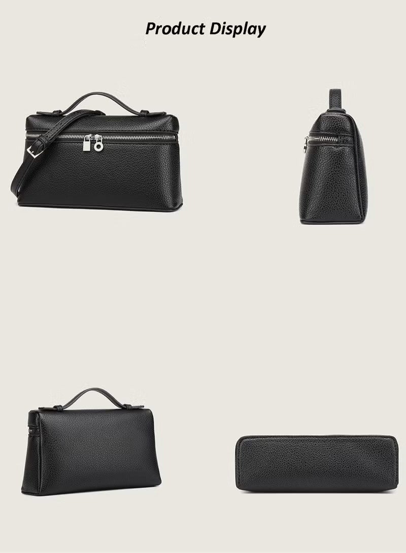 JOGAMS Fashionable Simple Women's Handbag Solid Black Color Crossbody Bag Leather Commuter Shoulder Bags East West Bags for Ladies - Image 3