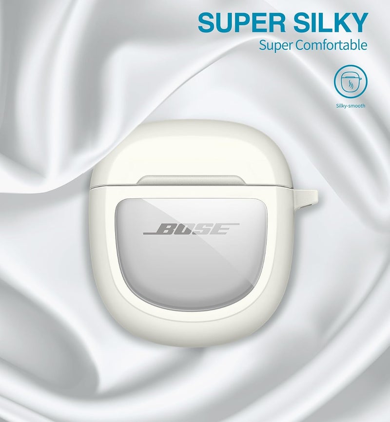Geekria SURITCH Protective Cases for Bose QuietComfort Earbuds II 2022 / QuietComfort Ultra/Ultra Earbuds 2nd Gen, Shockproof Case Cover for Bose QC ii 2 & Ultra Case Accessories with Carabiner, White - Image 5