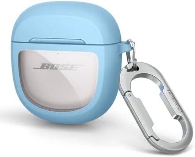 Geekria SURITCH Protective Cases for Bose QuietComfort Earbuds II 2022 / QuietComfort Ultra/Ultra Earbuds 2nd Gen, Shockproof Case Cover for Bose QC ii 2 & Ultra Case Accessories with Carabiner, White - Image 1