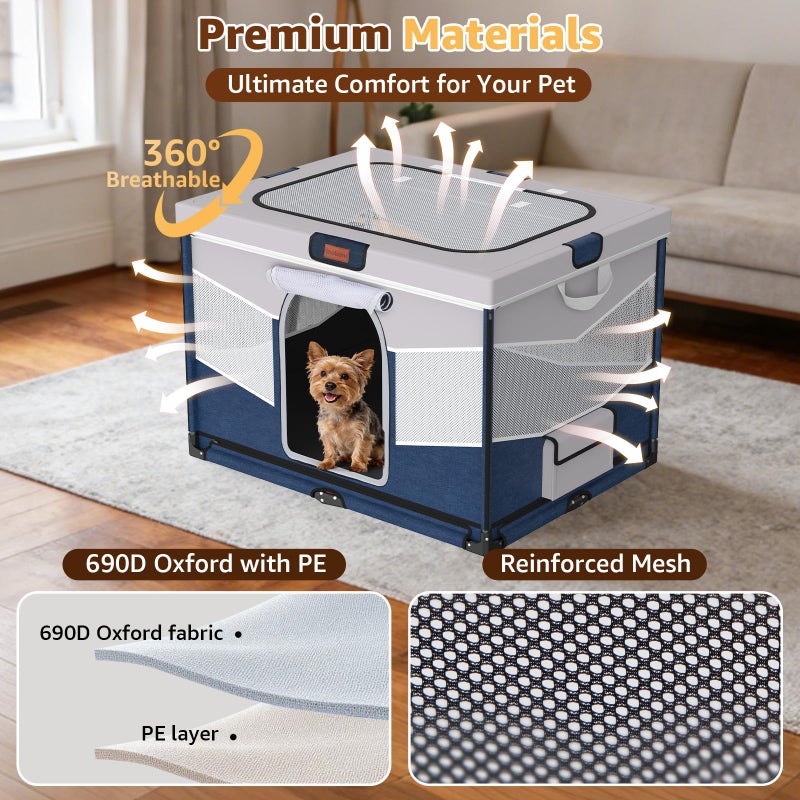 LOOBANI Foldable Dog Playpen for Small Dogsâ€“Sturdy Puppy Playpen Indoor Outdoor with Full-Zip Washable Fabric Enclosure, 690D Waterproof Oxford Fabric, Portable Pet Crate with Carry Bag,32''x24''x22'' - Image 3