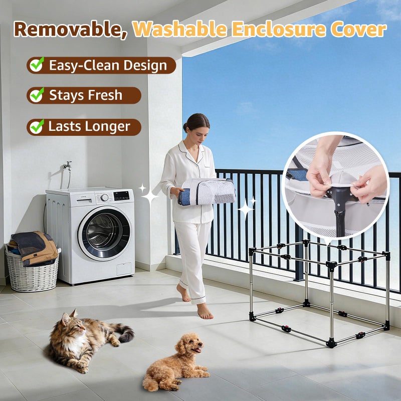 LOOBANI Foldable Dog Playpen for Small Dogsâ€“Sturdy Puppy Playpen Indoor Outdoor with Full-Zip Washable Fabric Enclosure, 690D Waterproof Oxford Fabric, Portable Pet Crate with Carry Bag,32''x24''x22'' - Image 4