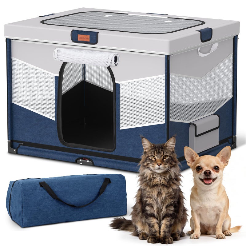 LOOBANI Foldable Dog Playpen for Small Dogsâ€“Sturdy Puppy Playpen Indoor Outdoor with Full-Zip Washable Fabric Enclosure, 690D Waterproof Oxford Fabric, Portable Pet Crate with Carry Bag,32''x24''x22'' - Image 1