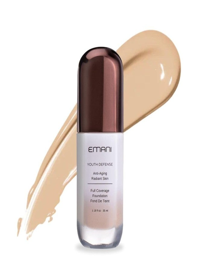 Emani Youth Defense Foundation with Hyaluronic Acid - Anti-Aging, Full Coverage - Protects Face and Brightens Skin Discoloration, Light - Image 1