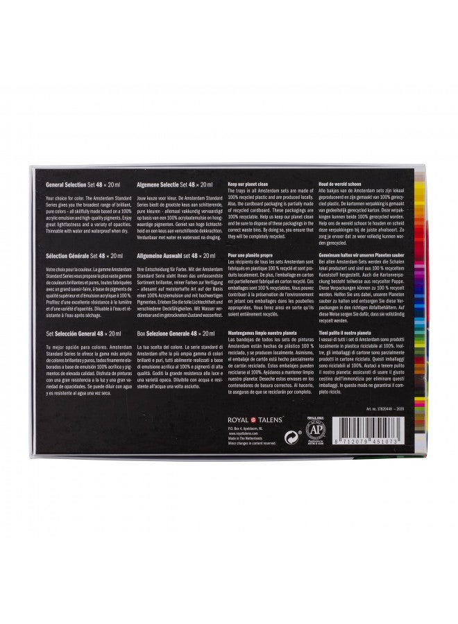 Amsterdam Standard Series Acrylic Paint Set for Beginners | Sample Set (48 x 20 ml Tubes) | Base Colour Selection - Image 1