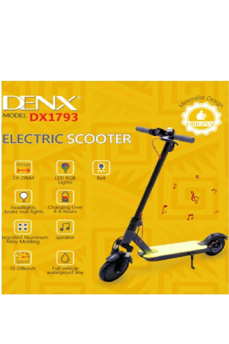 دينكس سكوتر كهربائي قابل للطي DX1793 للبالغين - سرعة تصل إلى 28 كم/ساعة، نطاق بطارية 28 كم، إطارات هوائية 8.5 بوصة، نظام فرامل مزدوج. - Image 5