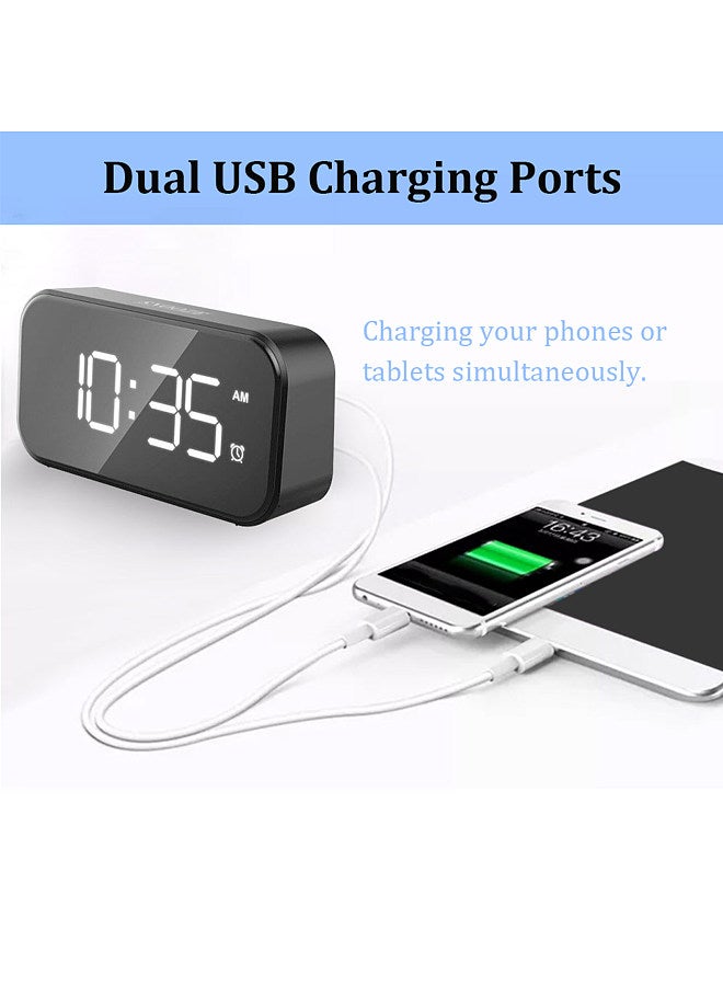 ساعة منبه رقمية مع منفذ USB للشحن، سطوع قابل للتعديل، شاشة رقمية LED، غفوة 12/24 ساعة، مستوى صوت منبه قابل للتعديل، ساعات مكتب صغيرة لغرفة النوم بجانب السرير  - Image 4