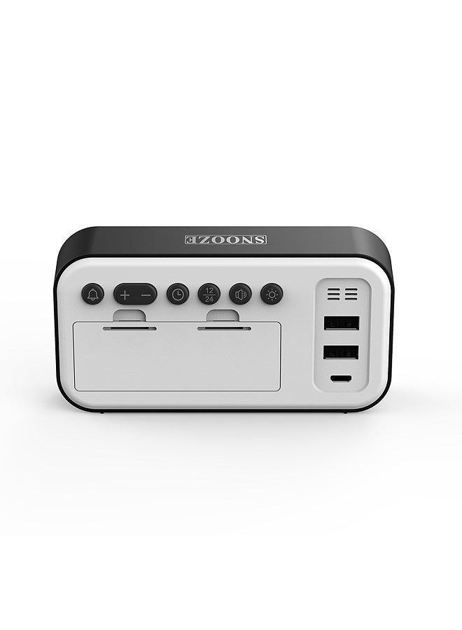 ساعة منبه رقمية مع منفذ USB للشحن، سطوع قابل للتعديل، شاشة رقمية LED، غفوة 12/24 ساعة، مستوى صوت منبه قابل للتعديل، ساعات مكتب صغيرة لغرفة النوم بجانب السرير  - Image 2