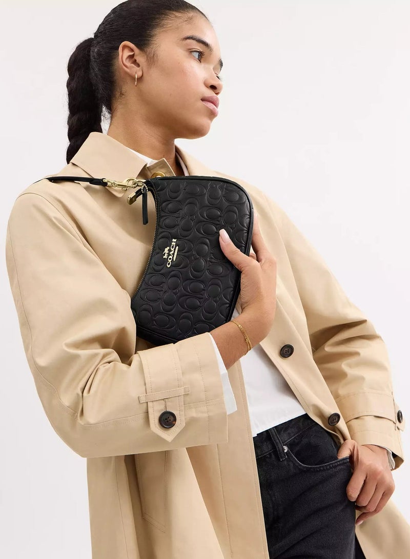 كوتش اوت ليت حقيبة كتف نسائية من Coach Teri مصنوعة من الجلد المميز، حقيبة يد نسائية، حقيبة هوبو نسائية، حقيبة توت نسائية، حقيبة سفر نسائية، حقيبة سيجنيتشر سوداء 24 سم - Image 4