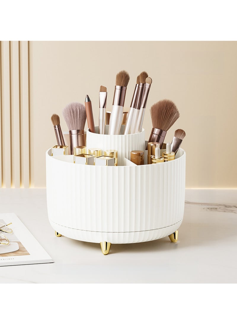 عربست علبة مستحضرات تجميل، منظم مستحضرات تجميل دوّار 360 درجة، منظم مستحضرات تجميل، خزانة ملابس، سطح مكتب، تنظيم مكياج الحمام وتخزين منتجات العناية بالبشرة (أبيض) - Image 1