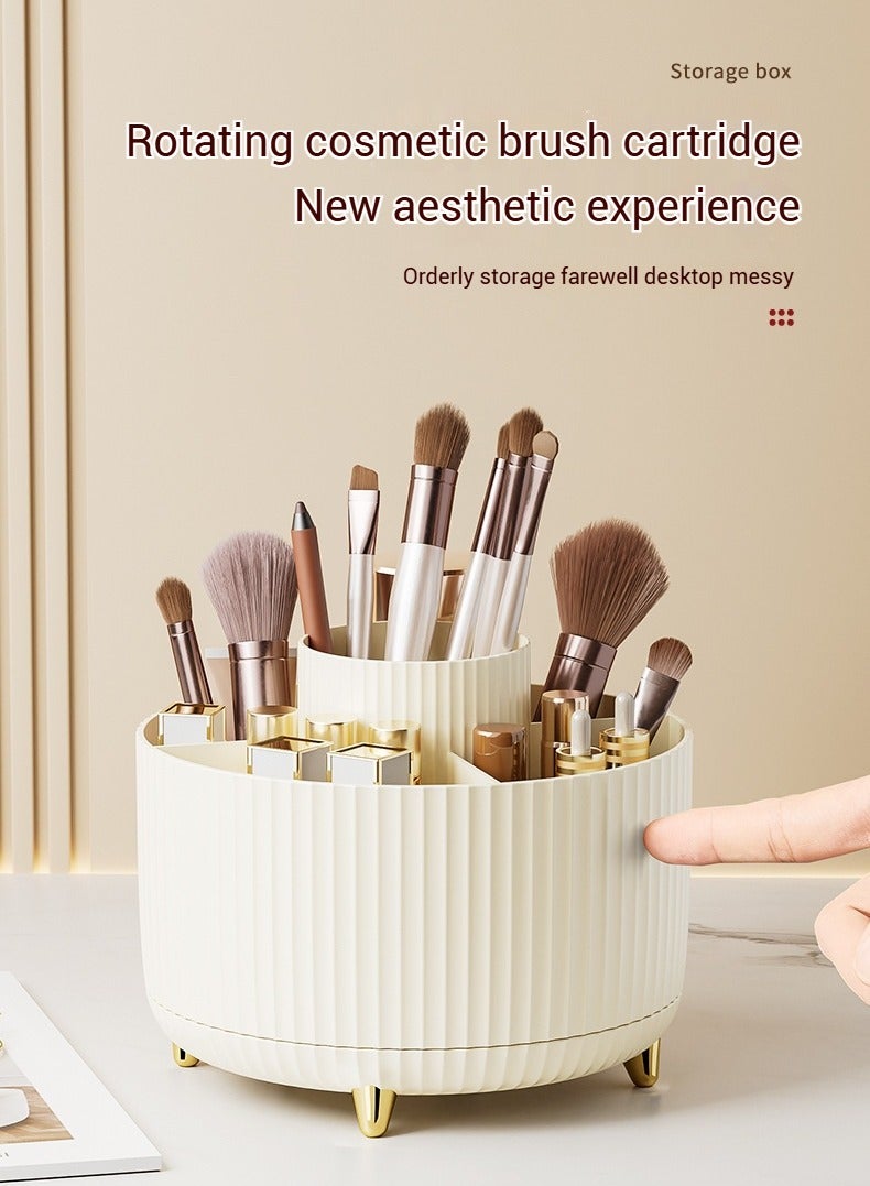 عربست علبة مستحضرات تجميل، منظم مستحضرات تجميل دوّار 360 درجة، منظم مستحضرات تجميل، خزانة ملابس، سطح مكتب، تنظيم مكياج الحمام وتخزين منتجات العناية بالبشرة (أبيض) - Image 4