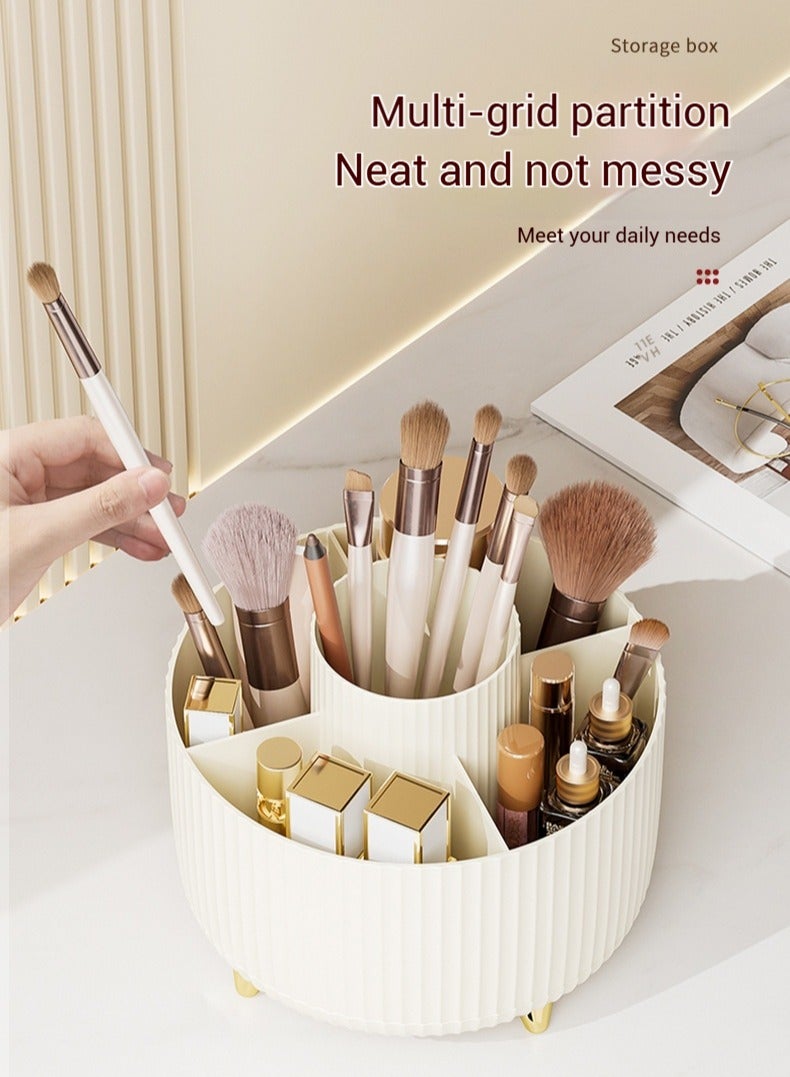 عربست علبة مستحضرات تجميل، منظم مستحضرات تجميل دوّار 360 درجة، منظم مستحضرات تجميل، خزانة ملابس، سطح مكتب، تنظيم مكياج الحمام وتخزين منتجات العناية بالبشرة (أبيض) - Image 5